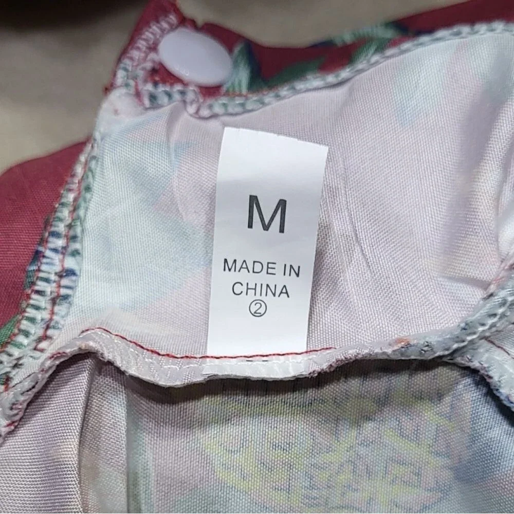 Pet NWOT Red Pineapple Print Lightweight Hawaiian Style Shirt Size Medium